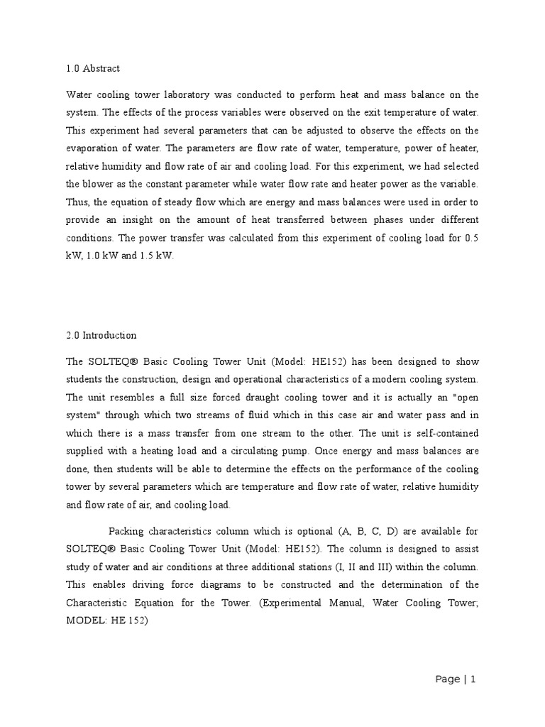 Report Cooling Tower | PDF | Heat Transfer | Evaporation