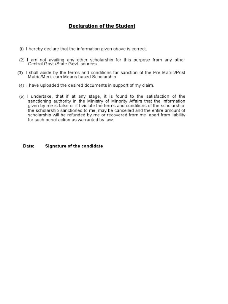 Declaration of The Student | PDF
