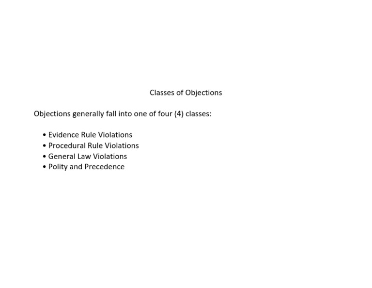 Classes of Objections | PDF