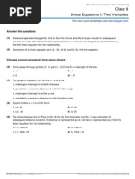 Grade 9 Linear Equations in Two Variables in