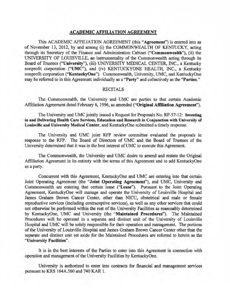 Short Academic Affiliation Agreement Medical School Residency