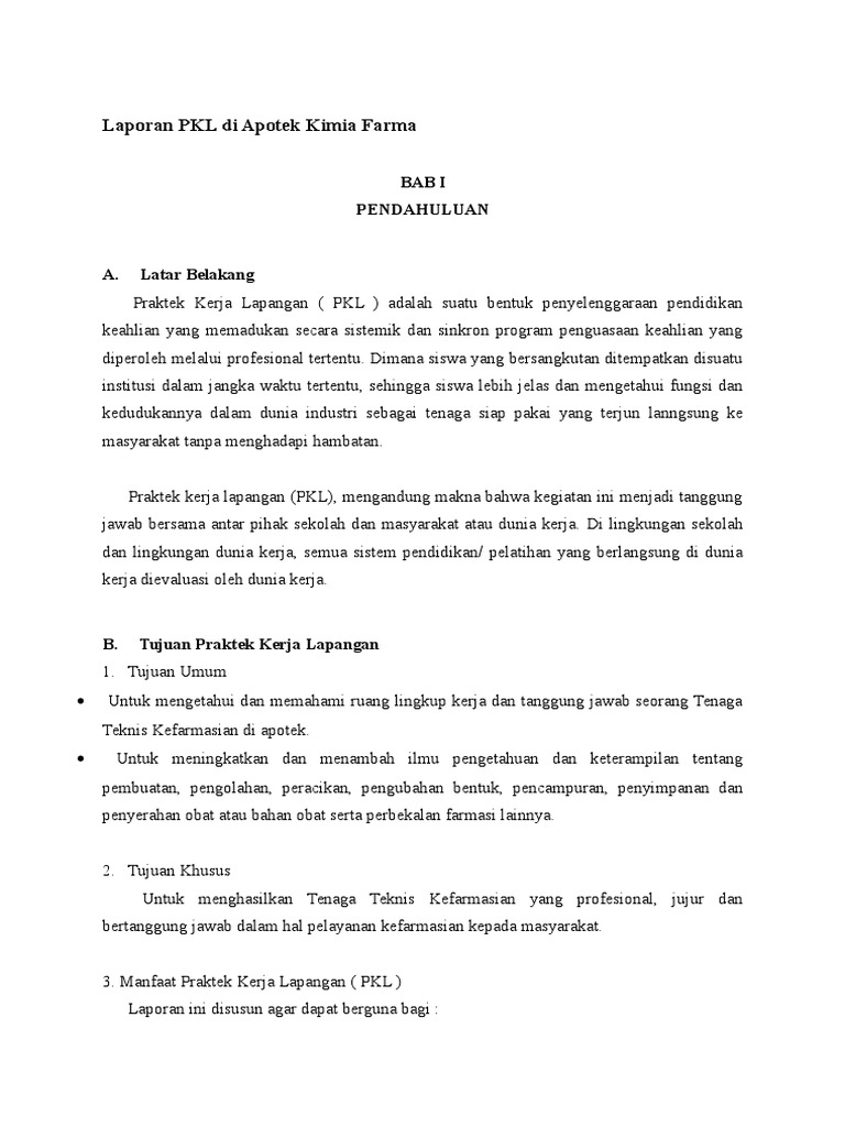Laporan PKL Di Apotek Kimia Farma