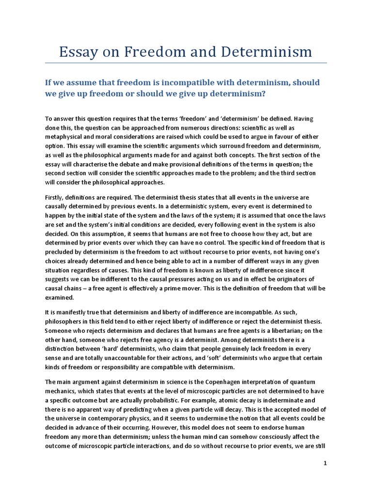 Freedom and Determinism Explored | PDF | Free Will | Determinism