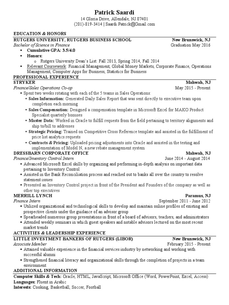 Finance Professional Resume Summary | PDF | Microsoft | Banks