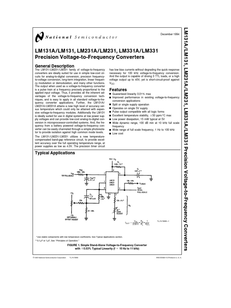 Data Sheet lm331 | Operational Amplifier | Amplifier