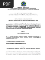 Edital 2015 - Processo Seletivo Para Mestrado Em Engenharia Ambiental