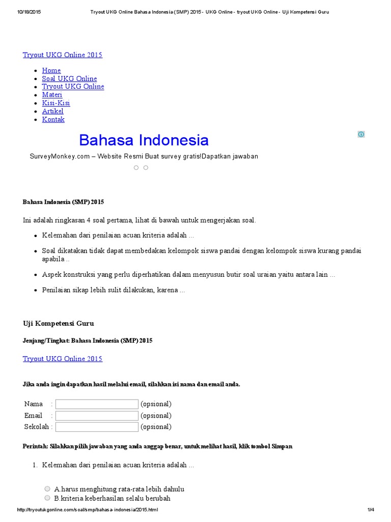 Materi Ukg Bahasa Indonesia - Belajar asik