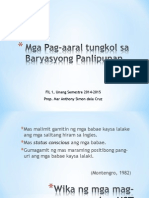 Aralin 2 - Mga Pag-Aaral Tungkol Sa Baryasyong Panlipunan