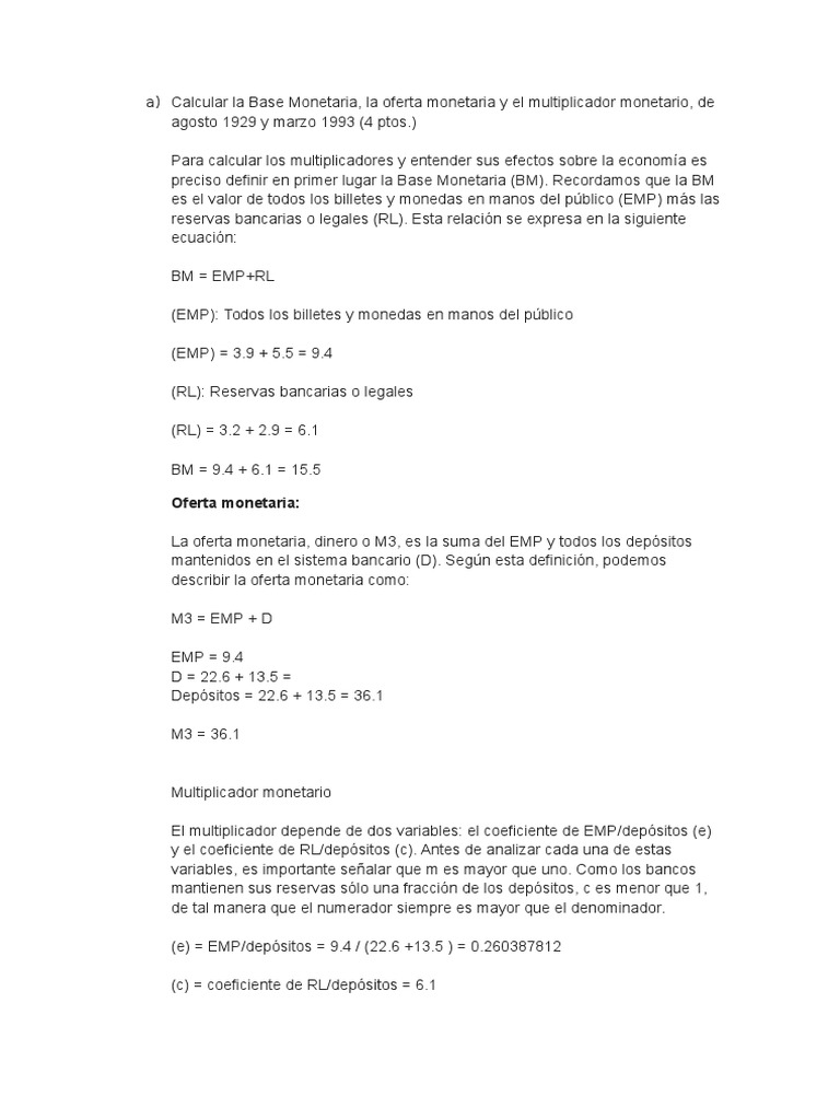 Calcular La Base PDF Base Oferta de dinero