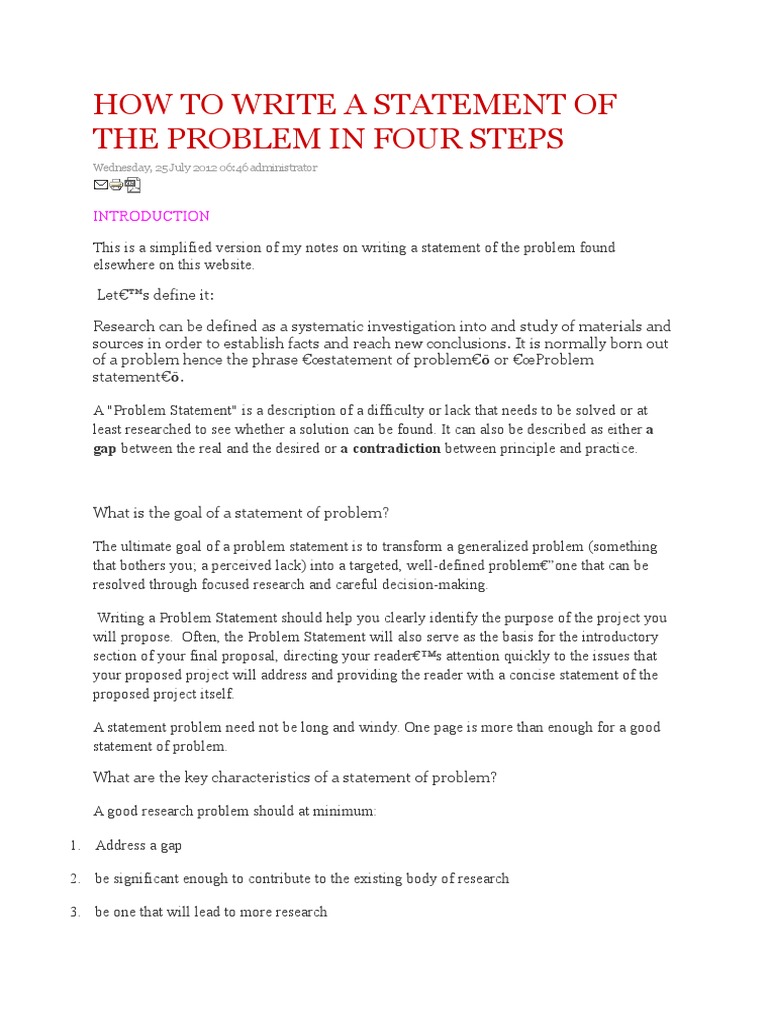 problem statement examples dissertation