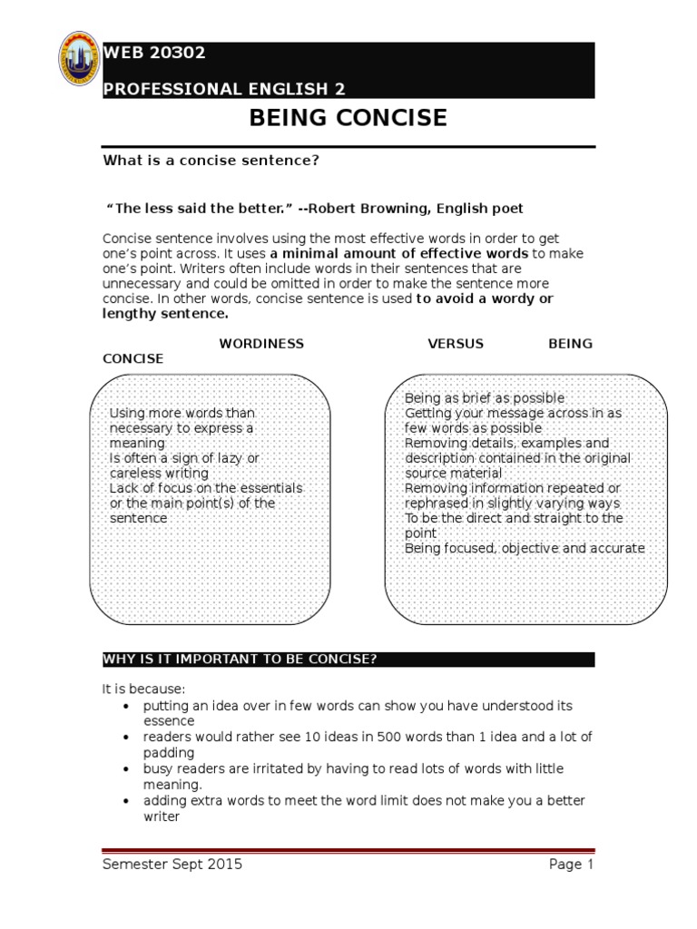 😎 Concise sentence examples. Concise dictionary definition. 2019-02-09