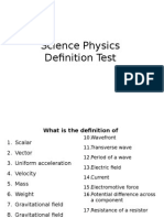 Science Physics Definition Test