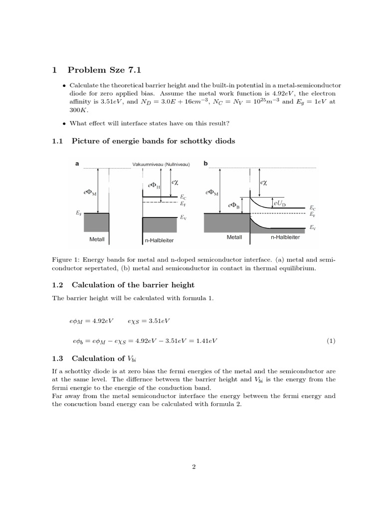 Schottky Diode Barrier Height Calculation | PDF