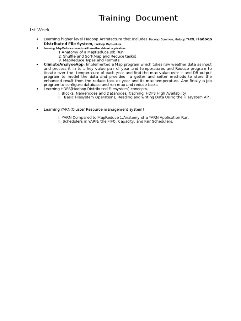 Training Document: 1st Week | PDF