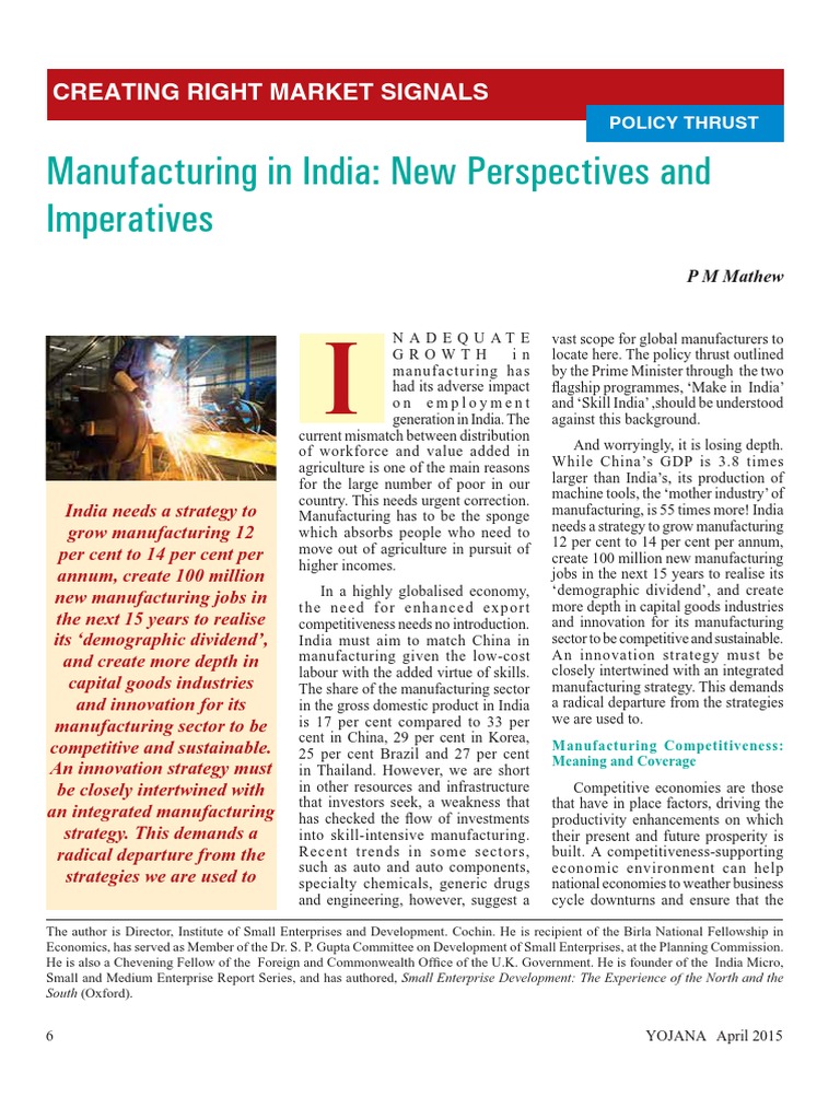 Manufacturing In India Pdf Competitiveness Entrepreneurship