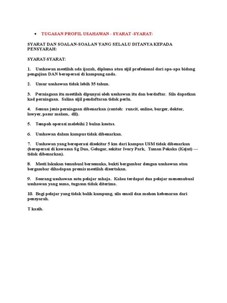 Tugasan Profil Usahawan Pdf