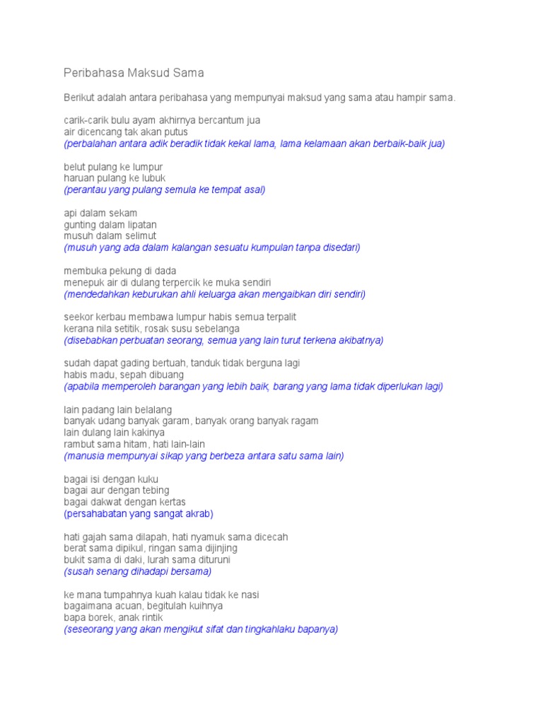 Peribahasa Maksud Sama Pdf