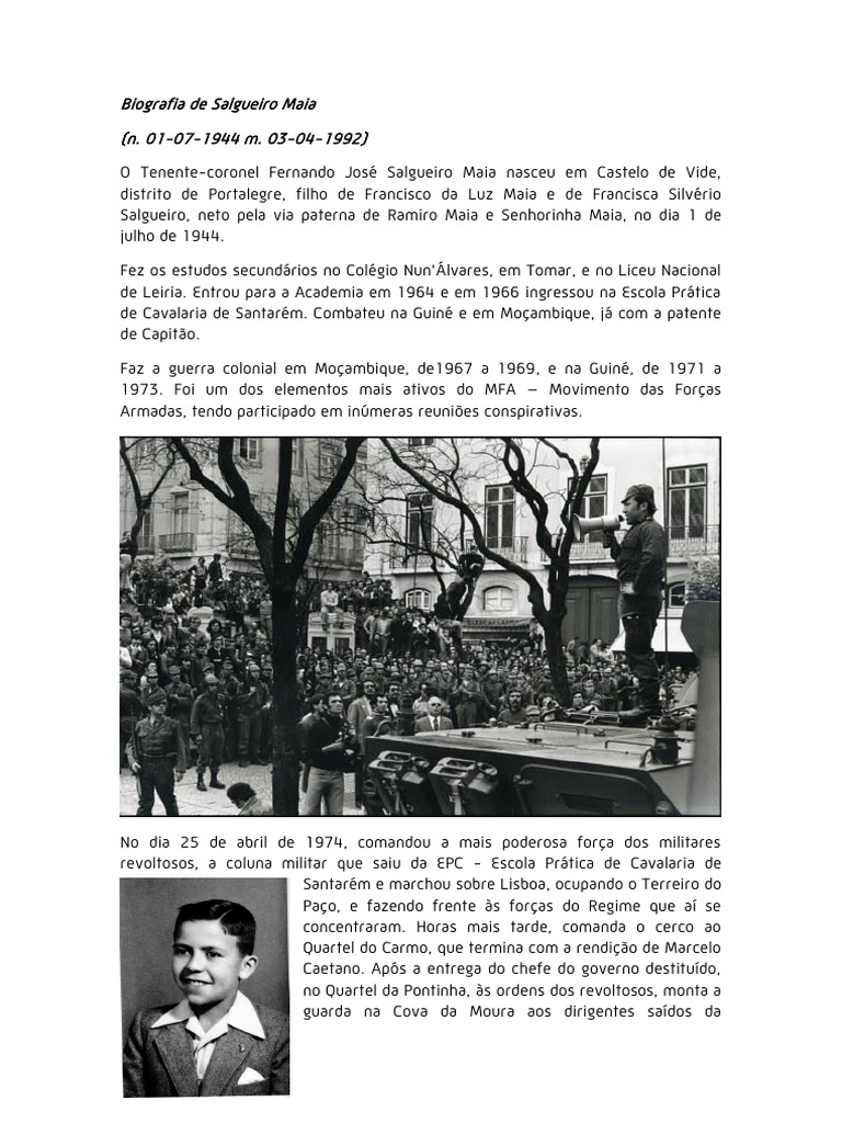Biografia de Salgueiro Maia | Militar | Portugal