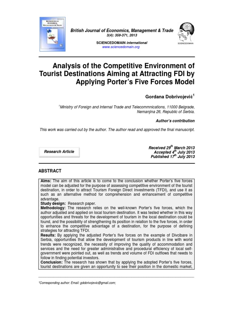 Tourism Industry Foreign Direct Investment Tourism