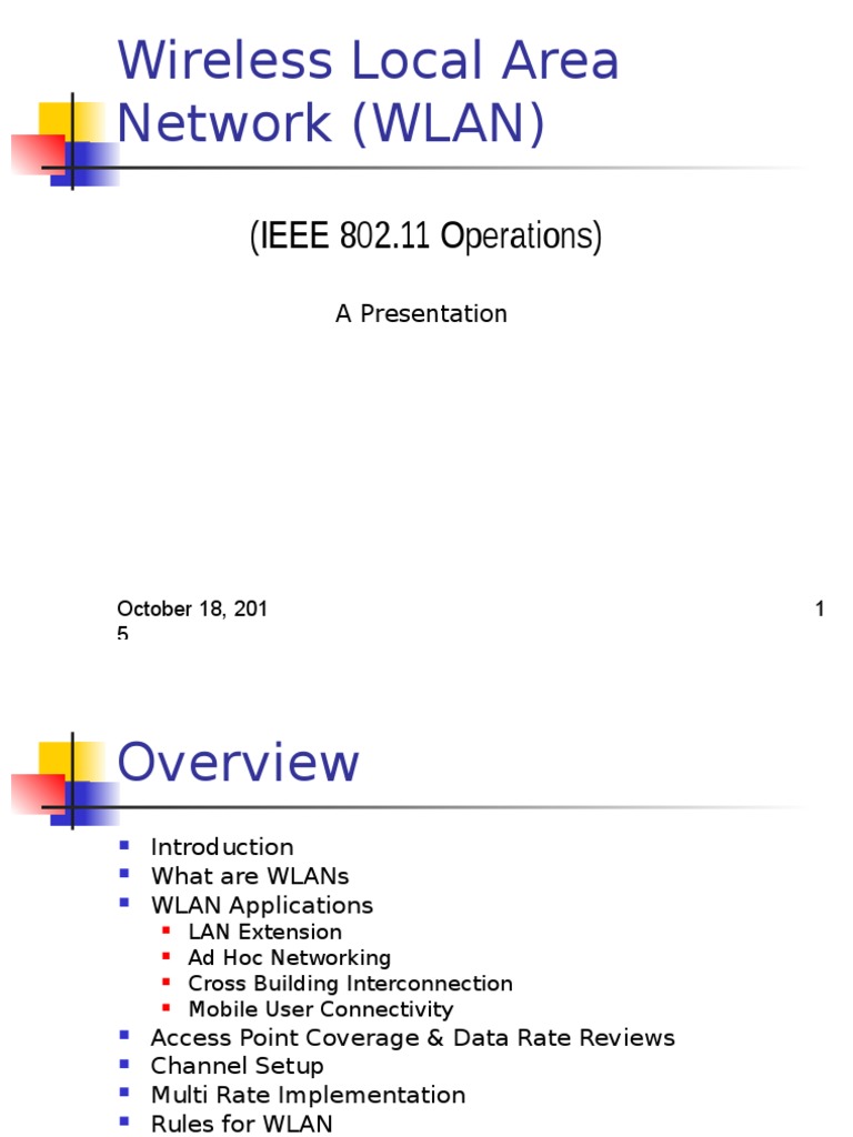 Wireless Local Area Network (WLAN) : (IEEE 802.11 Operations) | PDF ...