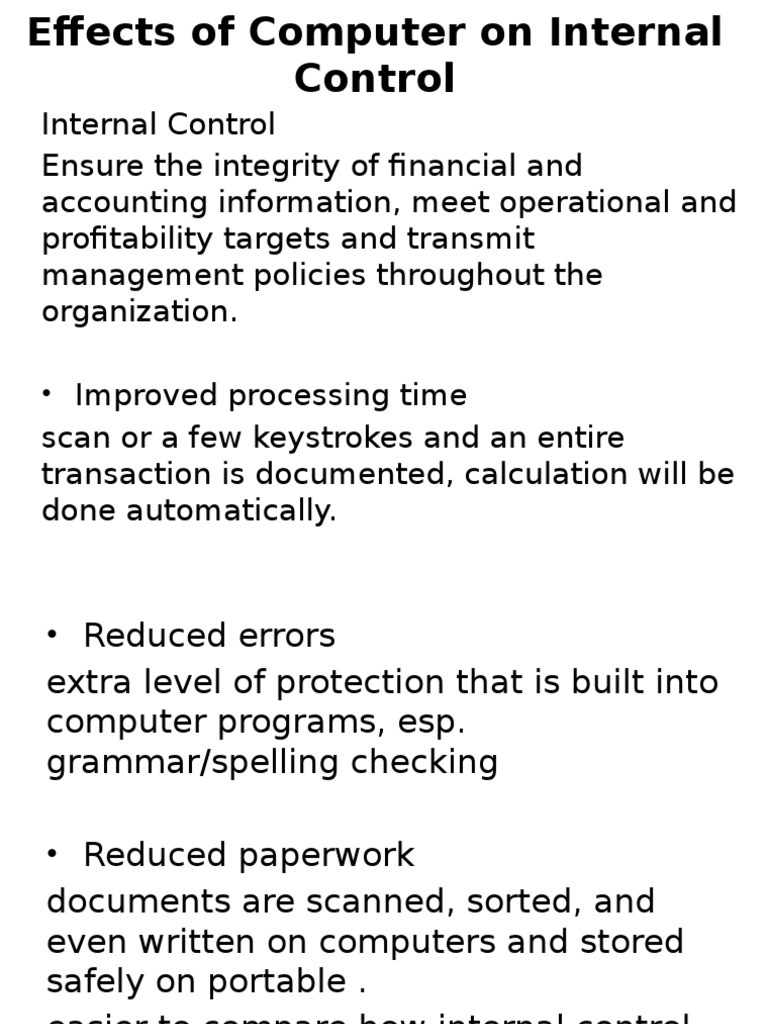 Impact of Computers on Internal Control | PDF