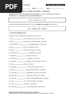 Simple Past 07 Double Consonants Worksheet