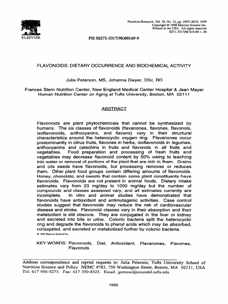Flavonoids Dietary Occurrence and Biochemical Activity | PDF ...