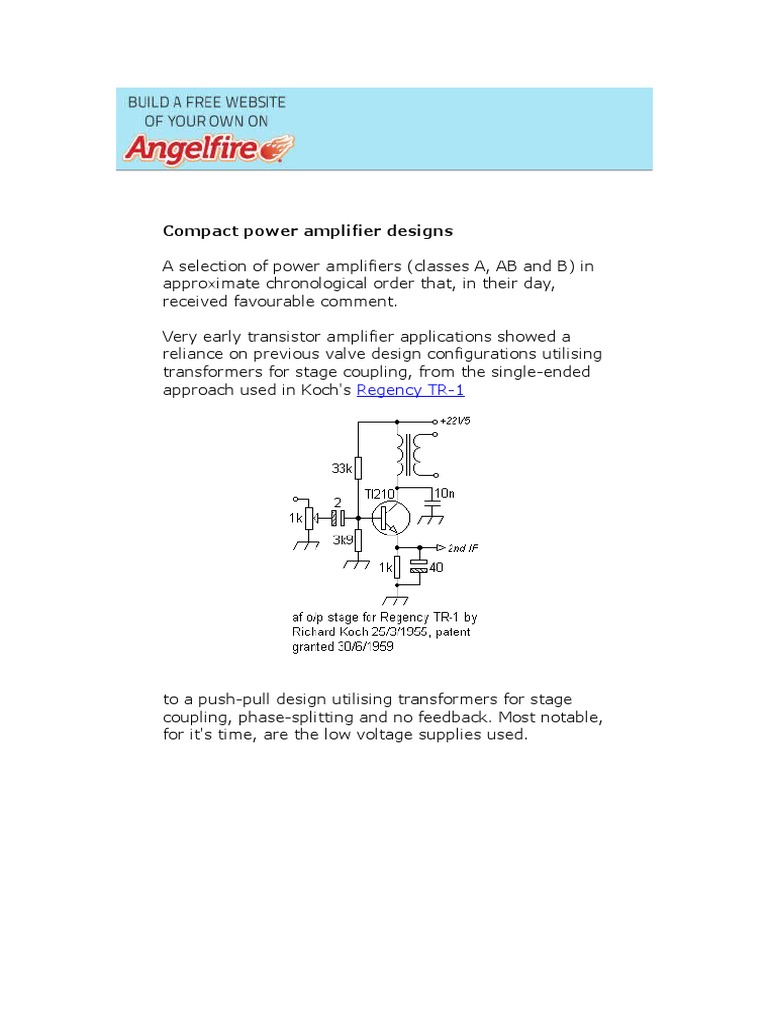 Compact Power Amplifier Designs | PDF | Amplifier | Operational Amplifier