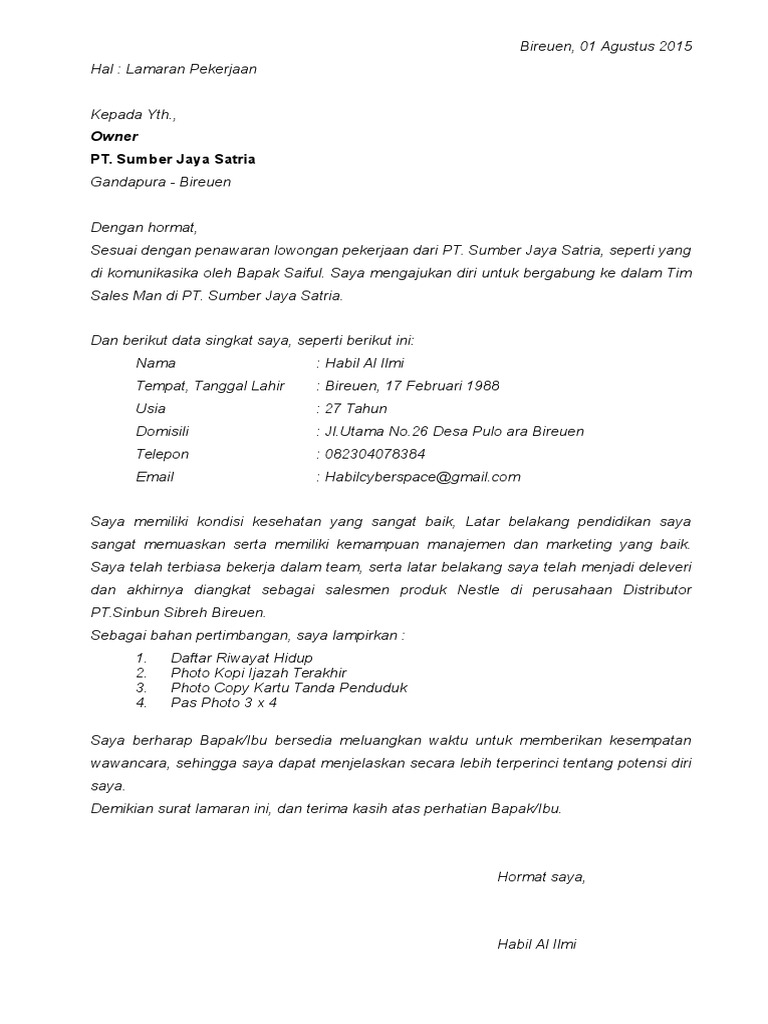 Contoh Surat Lamaran Kerja Di Pt Nestle Contoh Surat Resmi Gratis