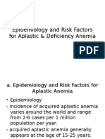Epidemiology and Risk Factors For Aplastic & Deficiency Anemia