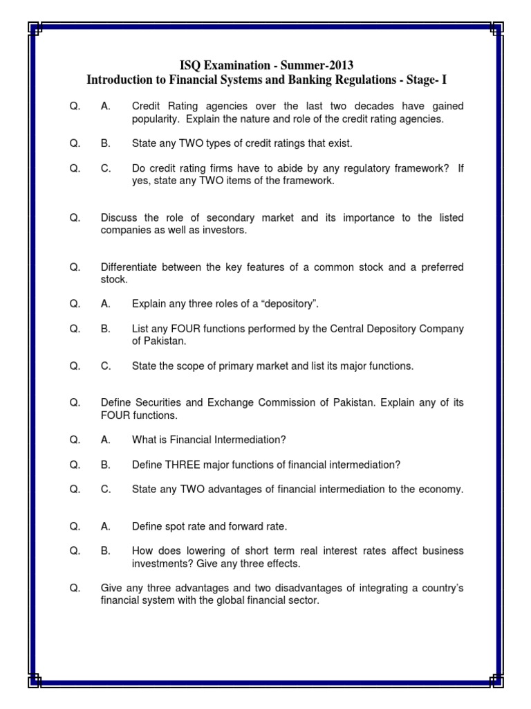 IBP Banking Regulations Past Paper PDF