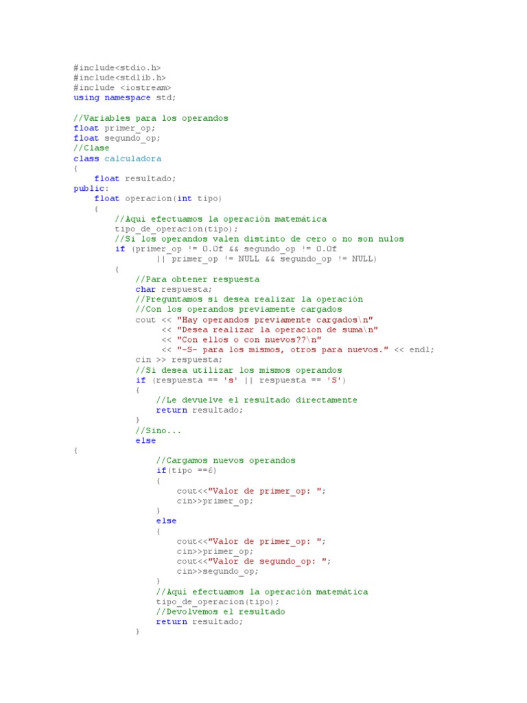 Codigo para Menu C++ | PDF | C ++ | Conceptos matemáticos