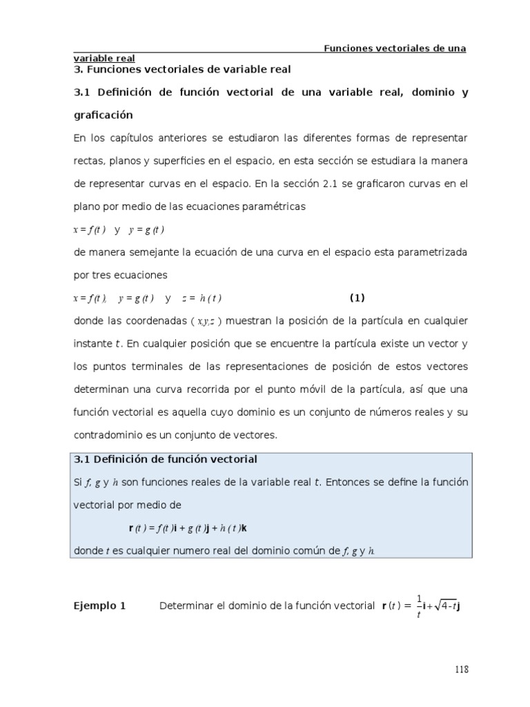 Unidad 3 Funciones Vectoriales de Una Variable Real | PDF | Vector ...