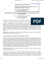 Ordenamento e Planejamento Territorial a Falta Que Faz o Plano Metropolitano