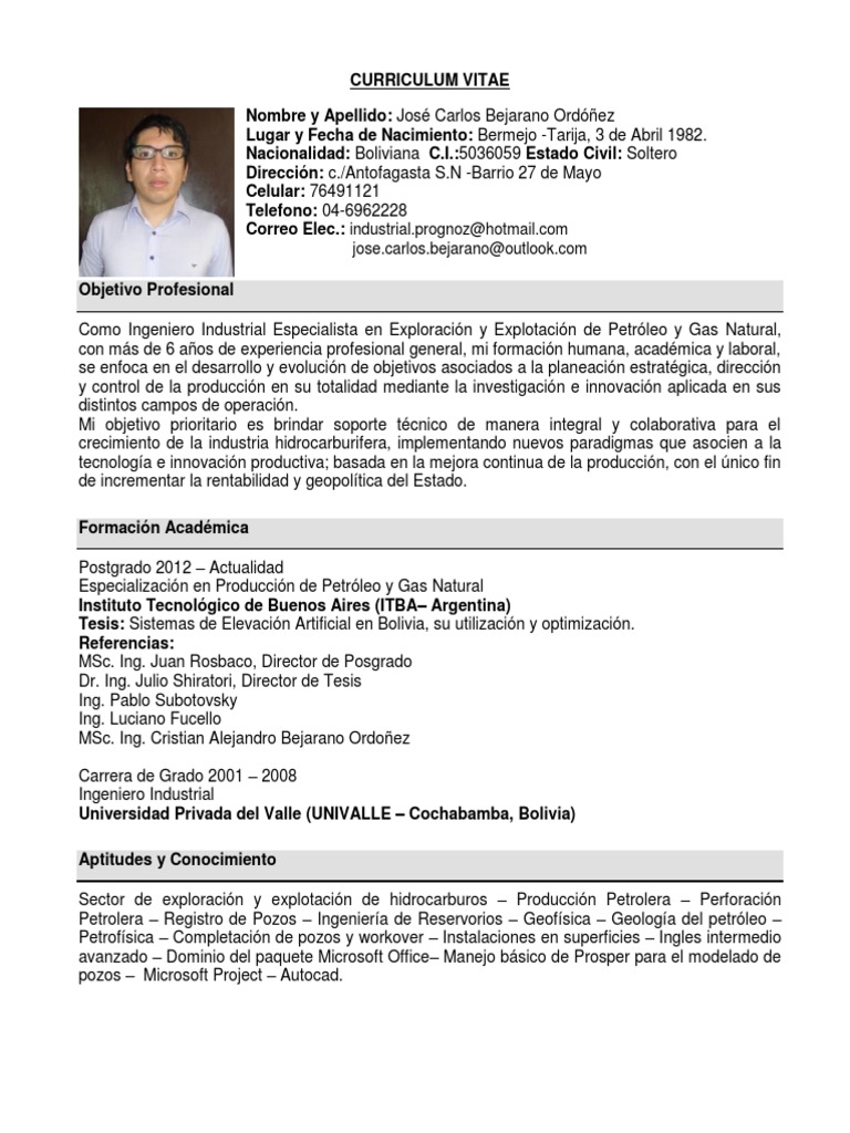 Curriculum vitae petrolero image