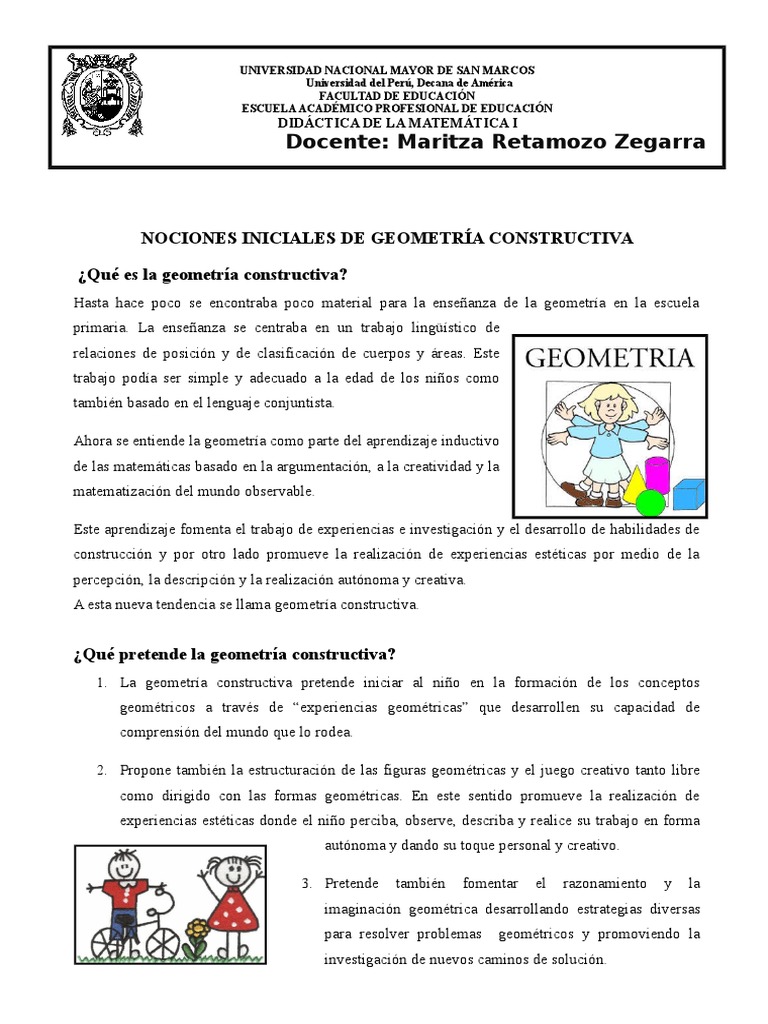 Nociones de Geometría Constructiva en Primaria | PDF | Educación ...