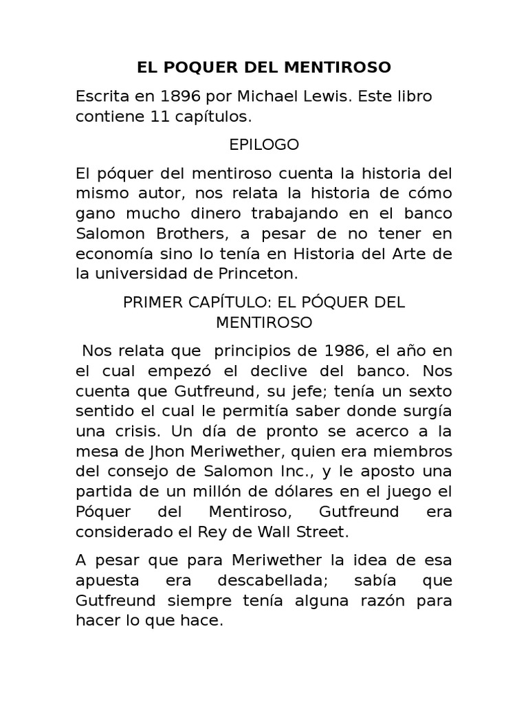 Quinto Mancha pagar El Poquer Del Mentiroso | PDF | Economía (general) | Business