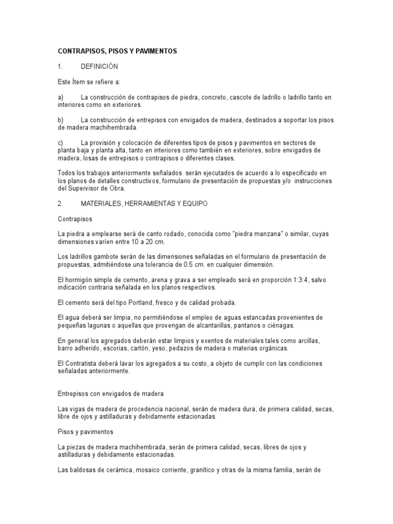 Contrapisos, Pisos y Pavimentos | Hormigón | Ingeniería de Edificación