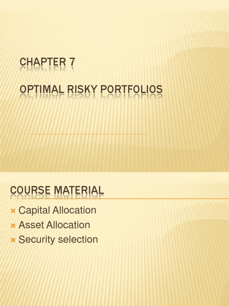 Optimal Risky Portfolio (Bodie) PDF | PDF | Diversification (Finance ...