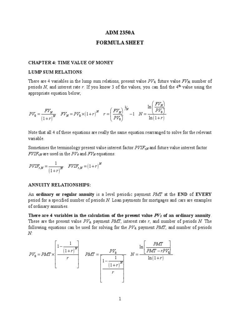 Finance Formulas for Students | PDF | Net Present Value | Internal Rate ...