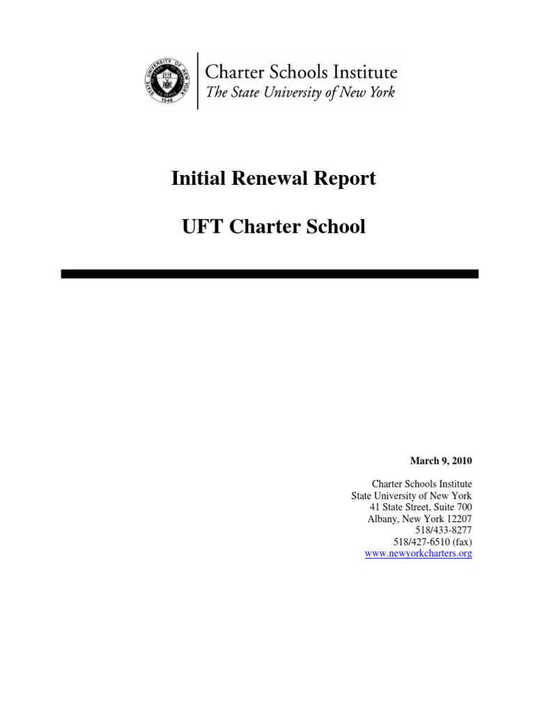 Initial Renewal Report UFT Charter School | PDF | Teachers | Curriculum
