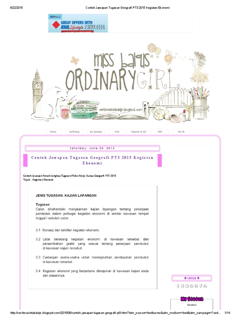 Contoh Jawapan Tugasan Geografi PT3 2015 Kegiatan Ekonomi  PDF