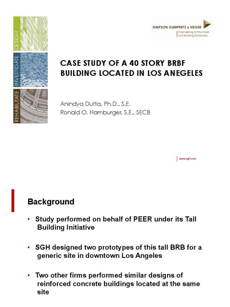 Case Study of A 40 Story BRBF Building Located in Los Anegeles | PDF ...