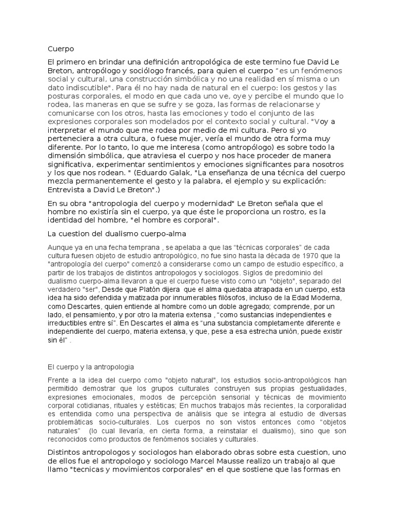 Antropologia Del Cuerpo | PDF | Antropología | Alma