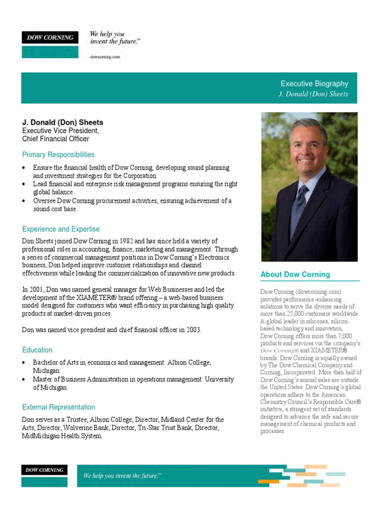 Executive Bio Sheets | PDF | Career & Growth | Business