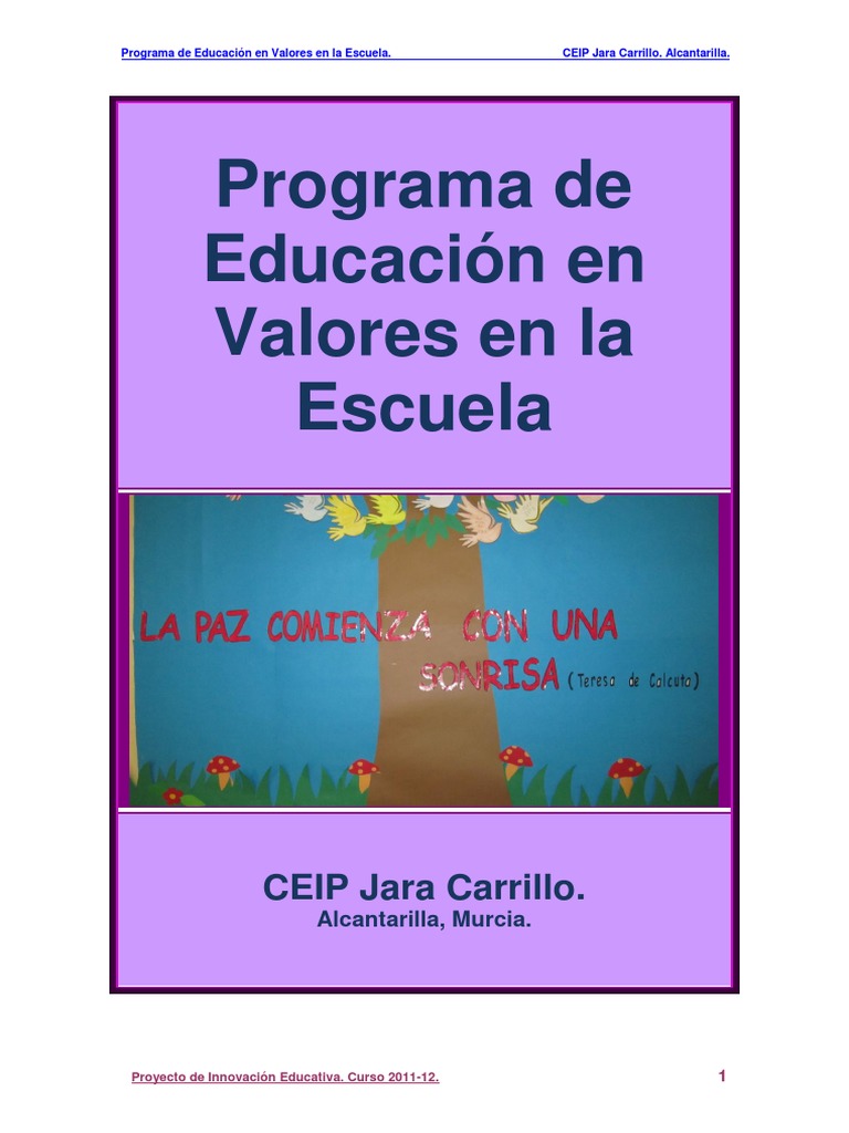 Programa de Valores en la Escuela | PDF | Autoestima | Aprendizaje