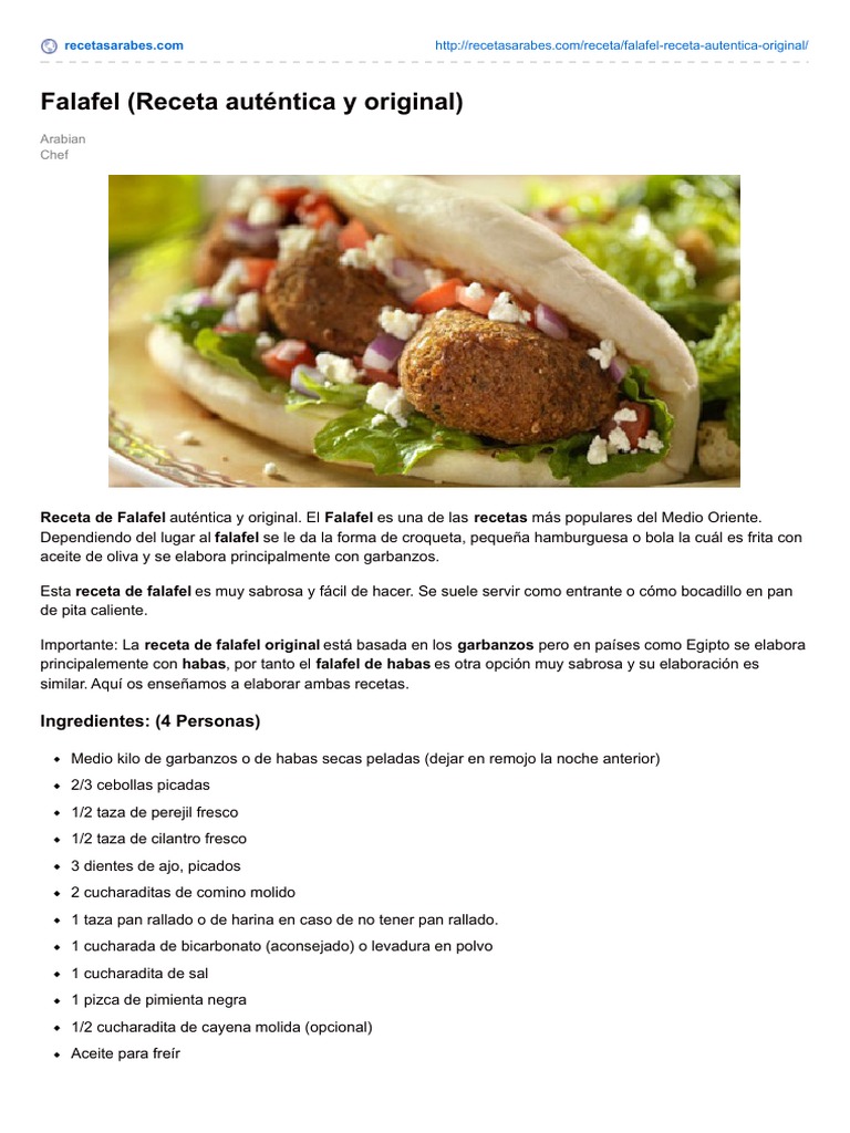Falafel Recetas Tradicionales