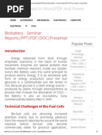 Download Biobattery - Seminar Reports_PPT_PDF_DOC_Presentation - Seminar ReportPDFPPTDocTopicsFree Downloadpdf by Aman Kumar SN285844457 doc pdf