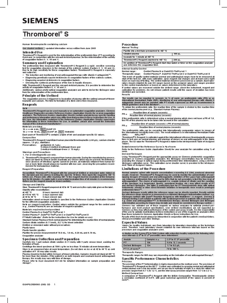 Thromborel S : Siemens Healthineers · brochure S4 portrait · Template ...