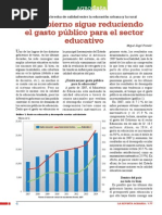 El Gobierno sigue reduciendo el gasto público para el sector educativo